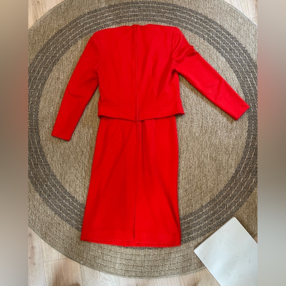 Vintage red Caron Chicago Red Long Sleeve Dress size 10 - Picture 7 of 11